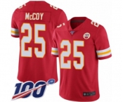 Men's Kansas City Chiefs #25 LeSean McCoy Red Team Color Vapor Untouchable Limited Player 100th Season Football Jersey