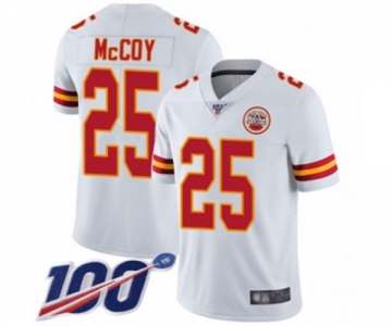 Men's Kansas City Chiefs #25 LeSean McCoy White Vapor Untouchable Limited Player 100th Season Football Jersey