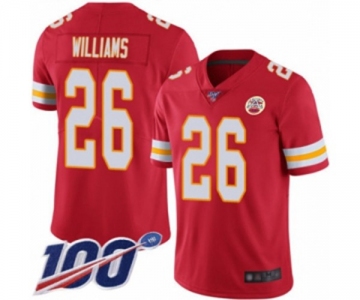 Men's Kansas City Chiefs #26 Damien Williams Red Team Color Vapor Untouchable Limited Player 100th Season Football Jersey