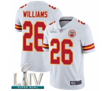 Men's Kansas City Chiefs #26 Damien Williams White Vapor Untouchable Limited Player Super Bowl LIV Bound Football Jersey