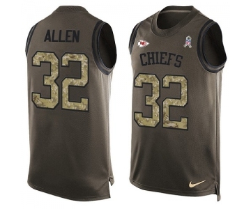 Men's Kansas City Chiefs #32 Marcus Allen Limited Green Salute to Service Tank Top Football Jersey