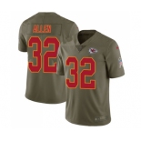 Men's Kansas City Chiefs #32 Marcus Allen Limited Olive 2017 Salute to Service Football Jersey