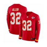 Men's Kansas City Chiefs #32 Marcus Allen Limited Red Therma Long Sleeve Football Jersey