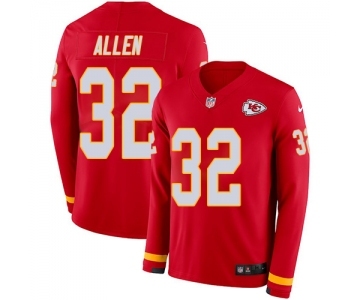 Men's Kansas City Chiefs #32 Marcus Allen Limited Red Therma Long Sleeve Football Jersey