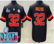 Men's Kansas City Chiefs #32 Nick Bolton Limited Black Super Bowl LVII Vapor Jersey