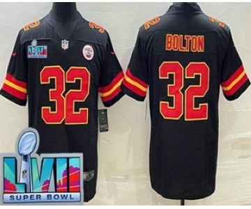 Men's Kansas City Chiefs #32 Nick Bolton Limited Black Super Bowl LVII Vapor Jersey