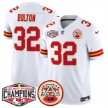 Men's Kansas City Chiefs #32 Nick Bolton White F.U.S.E. 2024 AFC West Division Champions Vapor Limited Stitched Football Jersey