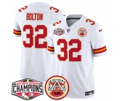 Men's Kansas City Chiefs #32 Nick Bolton White F.U.S.E. 2024 AFC West Division Champions Vapor Limited Stitched Football Jersey