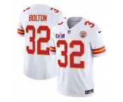 Men’s Kansas City Chiefs #32 Nick Bolton White F.U.S.E. Super Bowl LVIII Patch Vapor Untouchable Limited Football Stitched Jersey