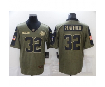 Men's Kansas City Chiefs #32 Tyrann Mathieu Nike Olive 2021 Salute To Service Limited Player Jersey