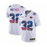 Men's Kansas City Chiefs #32 Tyrann Mathieu White Multi-Color 2020 Football Crucial Catch Limited Football Jersey