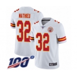 Men's Kansas City Chiefs #32 Tyrann Mathieu White Vapor Untouchable Limited Player 100th Season Football Jersey