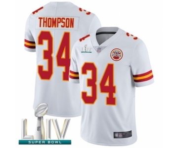 Men's Kansas City Chiefs #34 Darwin Thompson White Vapor Untouchable Limited Player Super Bowl LIV Bound Football Jersey