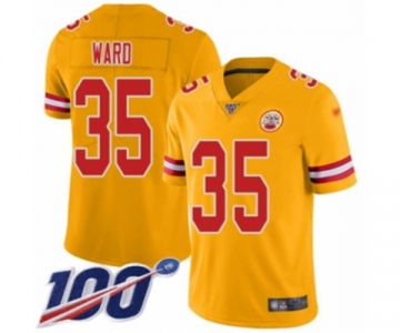 Men's Kansas City Chiefs #35 Charvarius Ward Limited Gold Inverted Legend 100th Season Football Jersey