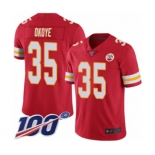 Men's Kansas City Chiefs #35 Christian Okoye Red Team Color Vapor Untouchable Limited Player 100th Season Football Jersey