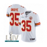 Men's Kansas City Chiefs #35 Christian Okoye White Vapor Untouchable Limited Player Super Bowl LIV Bound Football Jersey