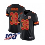 Men's Kansas City Chiefs #38 Dontae Johnson Limited Black Rush Vapor Untouchable 100th Season Football Jersey