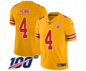 Men's Kansas City Chiefs #4 Chad Henne Limited Gold Inverted Legend 100th Season Football Jersey