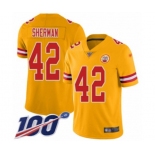 Men's Kansas City Chiefs #42 Anthony Sherman Limited Gold Inverted Legend 100th Season Football Jersey