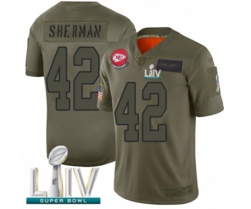 Men's Kansas City Chiefs #42 Anthony Sherman Limited Olive 2019 Salute to Service Super Bowl LIV Bound Football Jersey