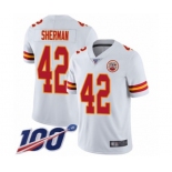 Men's Kansas City Chiefs #42 Anthony Sherman White Vapor Untouchable Limited Player 100th Season Football Jersey