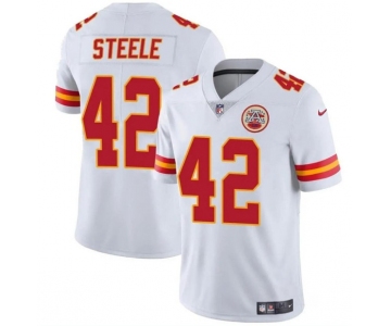 Men's Kansas City Chiefs #42 Carson Steele White Vapor Untouchable Limited Football Stitched Jersey