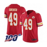 Men's Kansas City Chiefs #49 Daniel Sorensen Red Team Color Vapor Untouchable Limited Player 100th Season Football Jersey