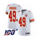 Men's Kansas City Chiefs #49 Daniel Sorensen White Vapor Untouchable Limited Player 100th Season Football Jersey