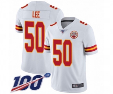 Men's Kansas City Chiefs #50 Darron Lee White Vapor Untouchable Limited Player 100th Season Football Jersey