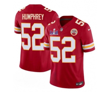 Men’s Kansas City Chiefs #52 Creed Humphrey Red 2024 F.U.S.E. Super Bowl LVIII Patch Vapor Untouchable Limited Football Stitched Jersey