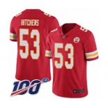 Men's Kansas City Chiefs #53 Anthony Hitchens Red Team Color Vapor Untouchable Limited Player 100th Season Football Jersey