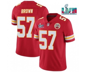 Men’s Kansas City Chiefs #57 Orlando Brown Red Super Bowl LVII Patch Vapor Untouchable Limited Stitched Jersey