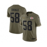 Men's Kansas City Chiefs #58 Derrick Thomas 2022 Olive Salute To Service Limited Stitched Jersey