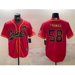 Men's Kansas City Chiefs #58 Derrick Thomas Red Gold Cool Base Stitched Baseball Jersey