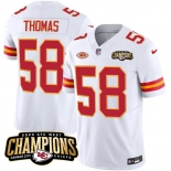 Men’s Kansas City Chiefs #58 Derrick Thomas White 2023 F.U.S.E. AFC West Champions With NKH Patch Vapor Untouchable Limited Football Stitched Jersey