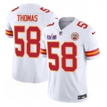 Men’s Kansas City Chiefs #58 Derrick Thomas White 2024 F.U.S.E. Super Bowl LVIII Patch Vapor Untouchable Limited Football Stitched Jersey