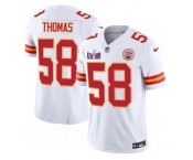 Men’s Kansas City Chiefs #58 Derrick Thomas White 2024 F.U.S.E. Super Bowl LVIII Patch Vapor Untouchable Limited Football Stitched Jersey