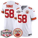 Men's Kansas City Chiefs #58 Derrick Thomas White F.U.S.E. 2024 AFC West Division Champions Vapor Limited Stitched Football Jersey