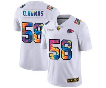 Men's Kansas City Chiefs #58 Derrick Thomas White Multi-Color 2020 Football Crucial Catch Limited Football Jersey