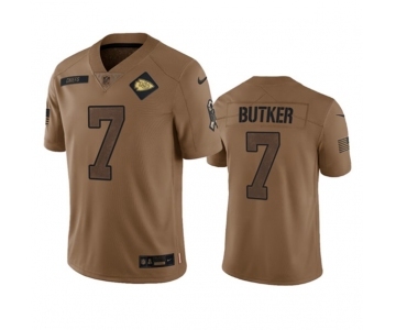 Men’s Kansas City Chiefs #7 Harrison Butker 2023 Brown Salute To Service Limited Football Stitched Jersey