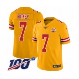 Men's Kansas City Chiefs #7 Harrison Butker Limited Gold Inverted Legend 100th Season Football Jersey