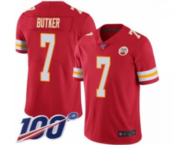 Men's Kansas City Chiefs #7 Harrison Butker Red Team Color Vapor Untouchable Limited Player 100th Season Football Jersey