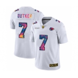 Men's Kansas City Chiefs #7 Harrison Butker White Multi-Color 2020 Football Crucial Catch Limited Football Jersey