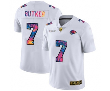 Men's Kansas City Chiefs #7 Harrison Butker White Multi-Color 2020 Football Crucial Catch Limited Football Jersey