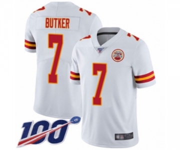 Men's Kansas City Chiefs #7 Harrison Butker White Vapor Untouchable Limited Player 100th Season Football Jersey