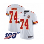 Men's Kansas City Chiefs #74 Martinas Rankin White Vapor Untouchable Limited Player 100th Season Football Jersey