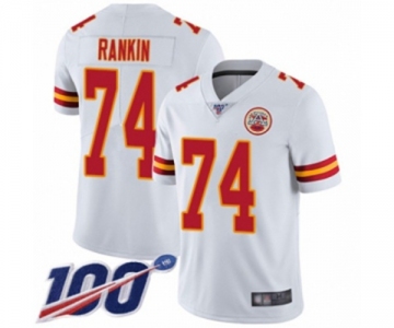 Men's Kansas City Chiefs #74 Martinas Rankin White Vapor Untouchable Limited Player 100th Season Football Jersey