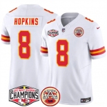 Men's Kansas City Chiefs #8 DeAndre Hopkins White F.U.S.E. 2024 AFC West Division Champions Vapor Limited Stitched Football Jersey