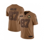 Men’s Kansas City Chiefs #87 Travis Kelce 2023 Brown Salute To Service Limited Football Stitched Jersey