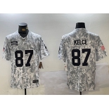 Men's Kansas City Chiefs #87 Travis Kelce 2024 Arctic Camo Salute To Service Limited Stitched Football Jersey